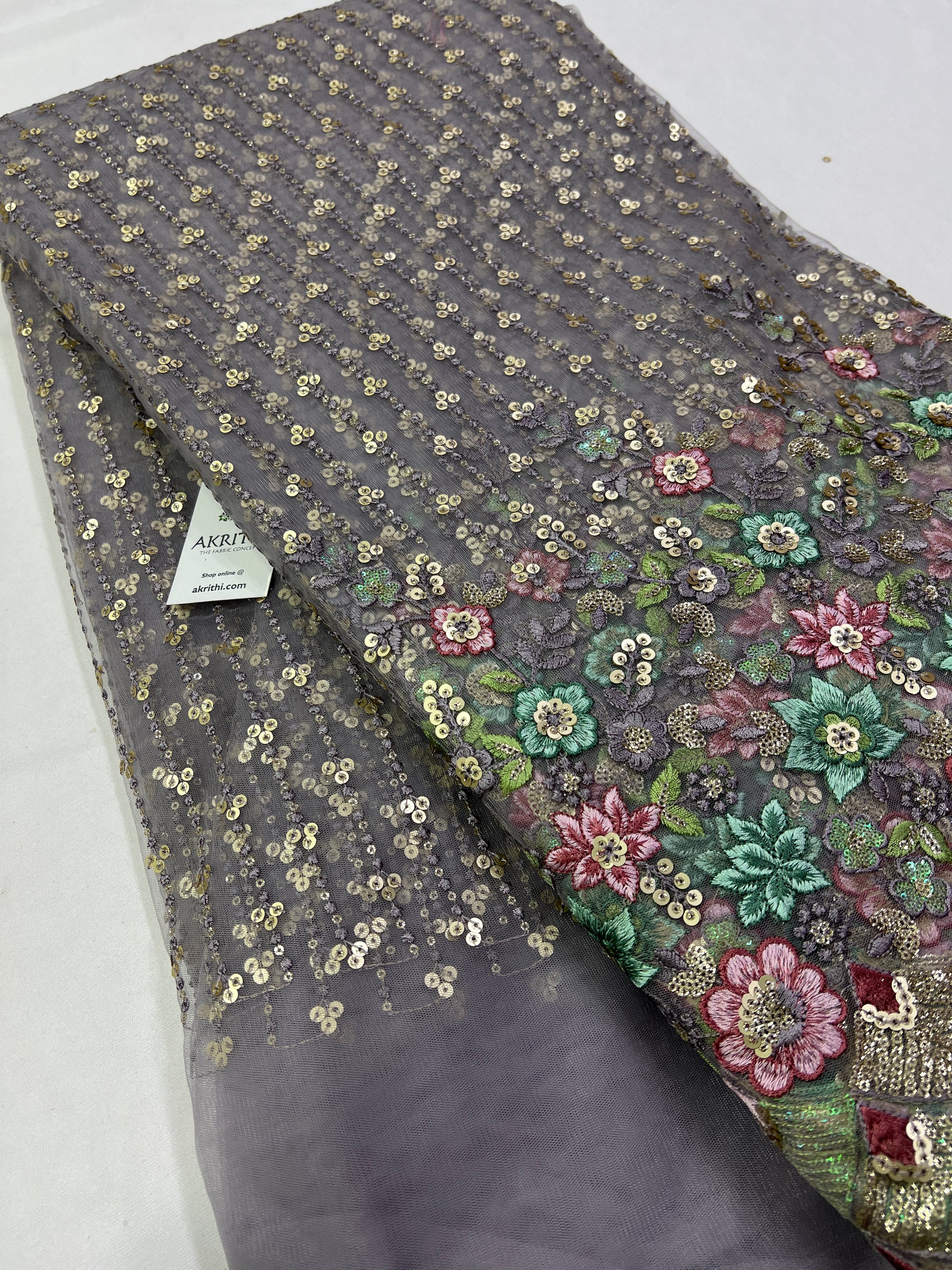 Embroidery on net fabric