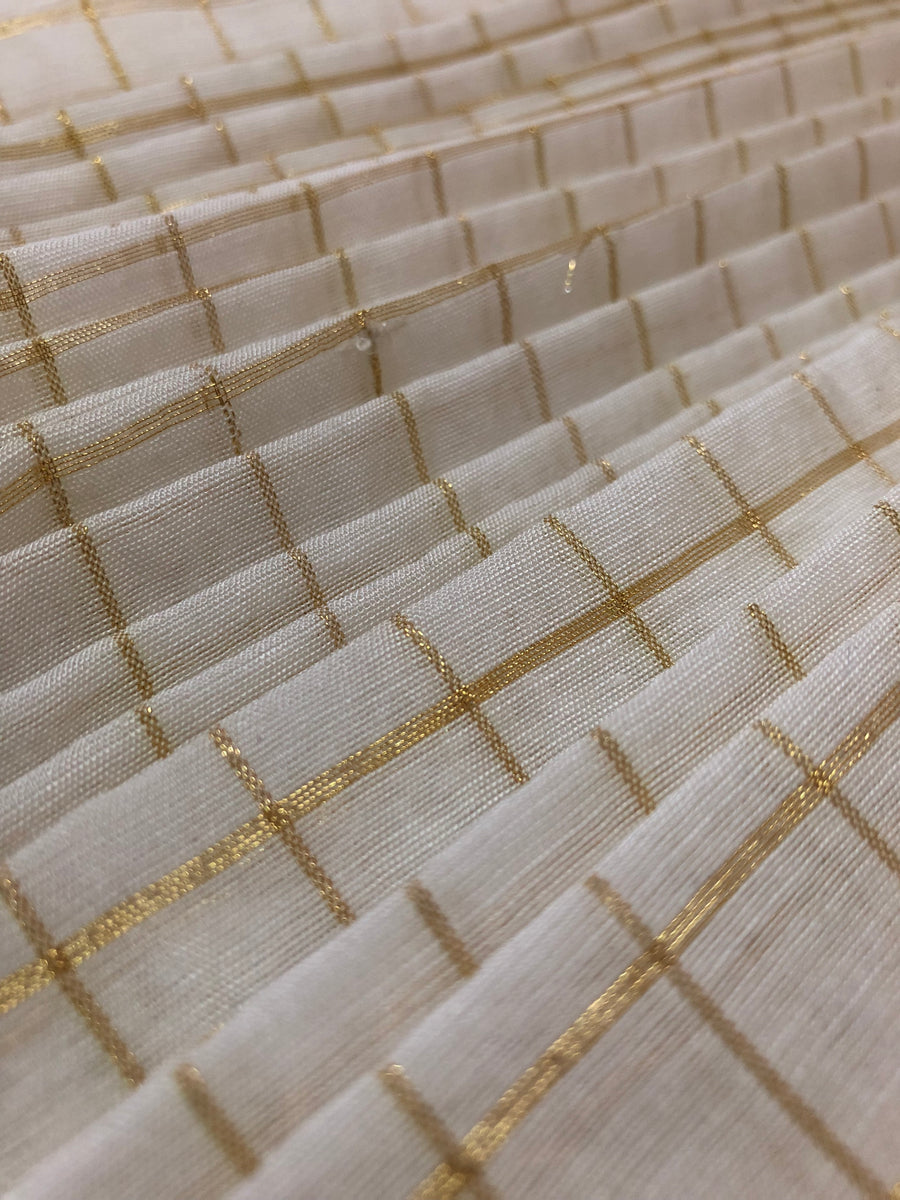 Dyeable Silk  cotton with zari checks fabric