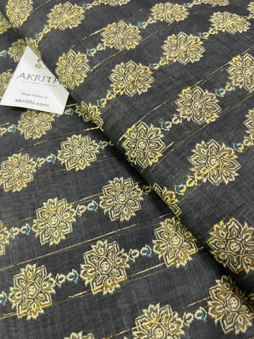 Digital printed munga cotton fabric with Zari lines