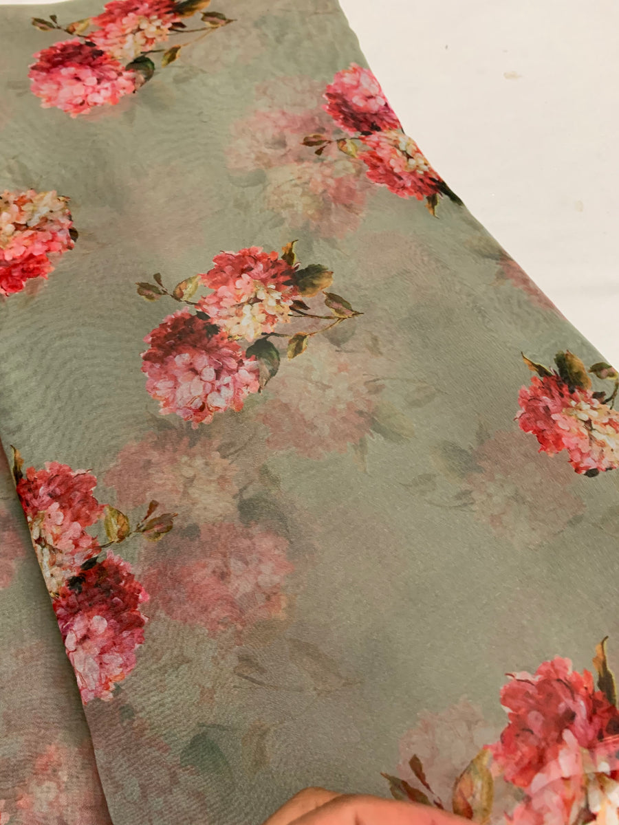 Digital floral Printed organza fabric