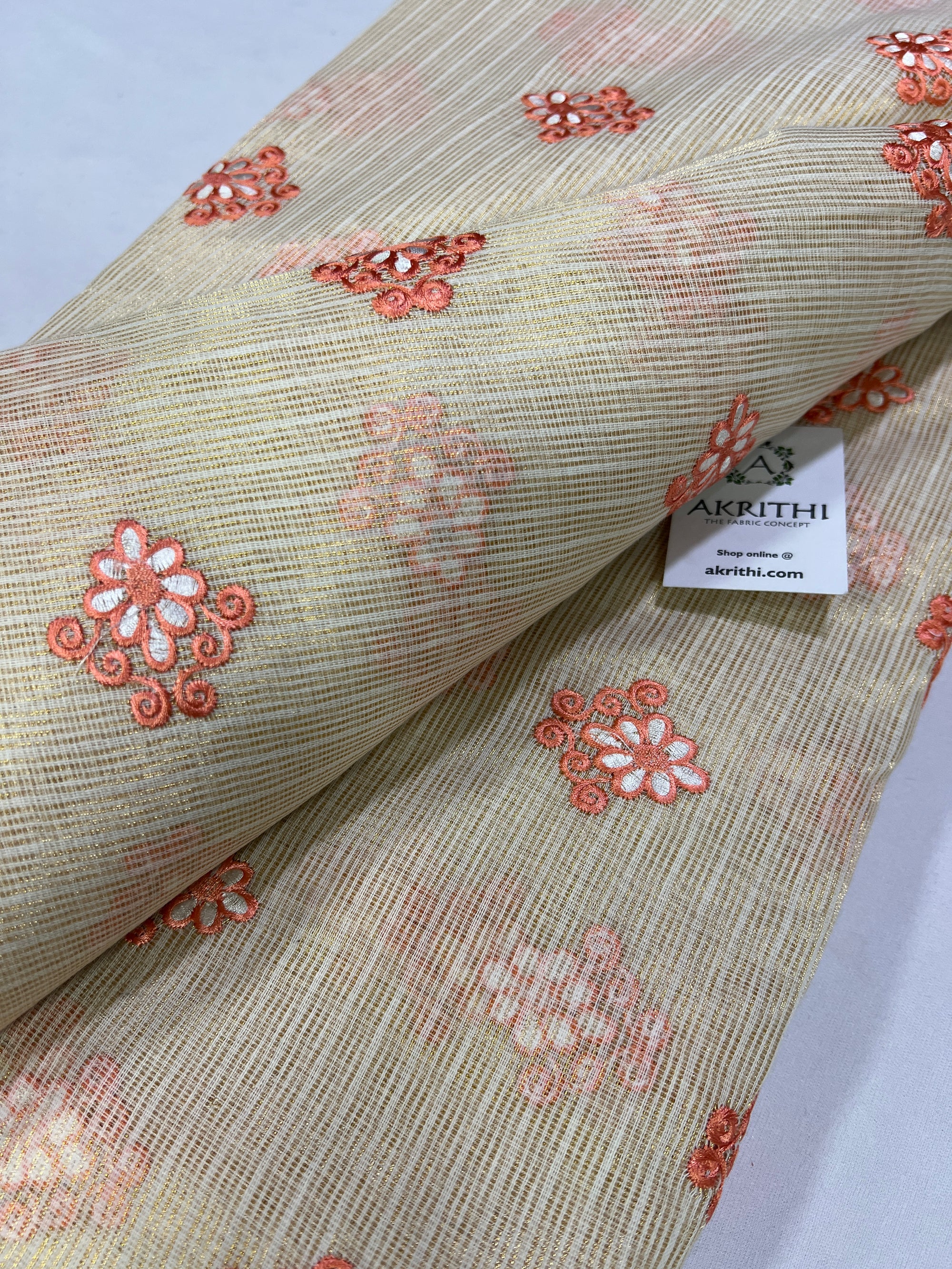 Pure Kota tissue embroidered fabric