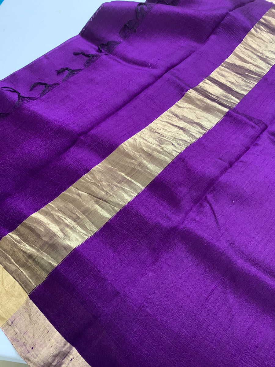 Pure raw silk saree with zari border