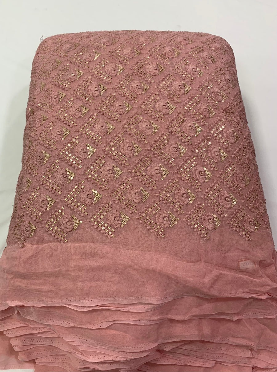 Embroidery on pure georgette fabric