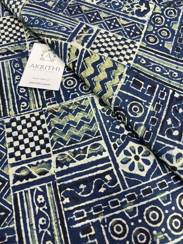 Hand block Printed ajrakh pure cotton fabric