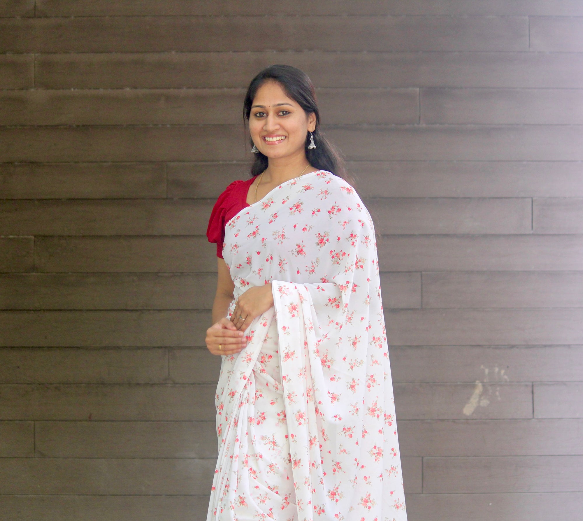 Digital floral printed georgette saree