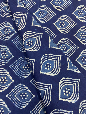 Indigo hand block pure cotton fabric