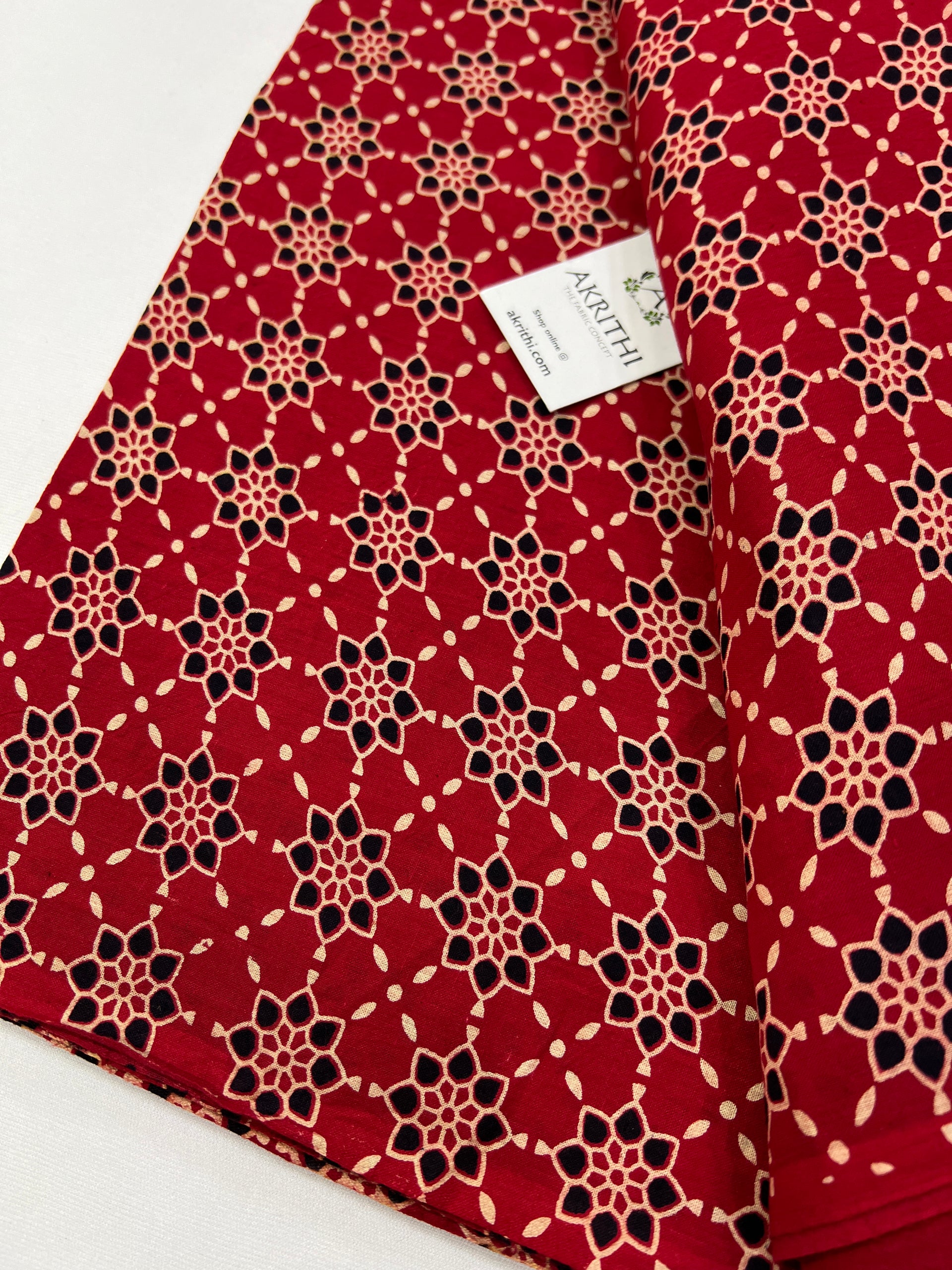 Ajrakh hand block pure cotton fabric