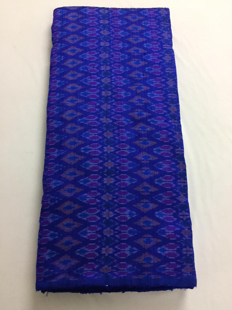 Handloom Ikat pure dupion raw silk kurta fabric