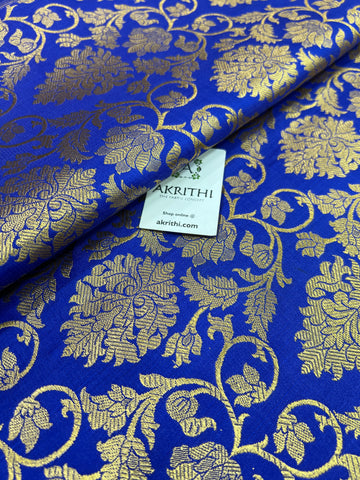 Banarasi brocade fabric royal blue