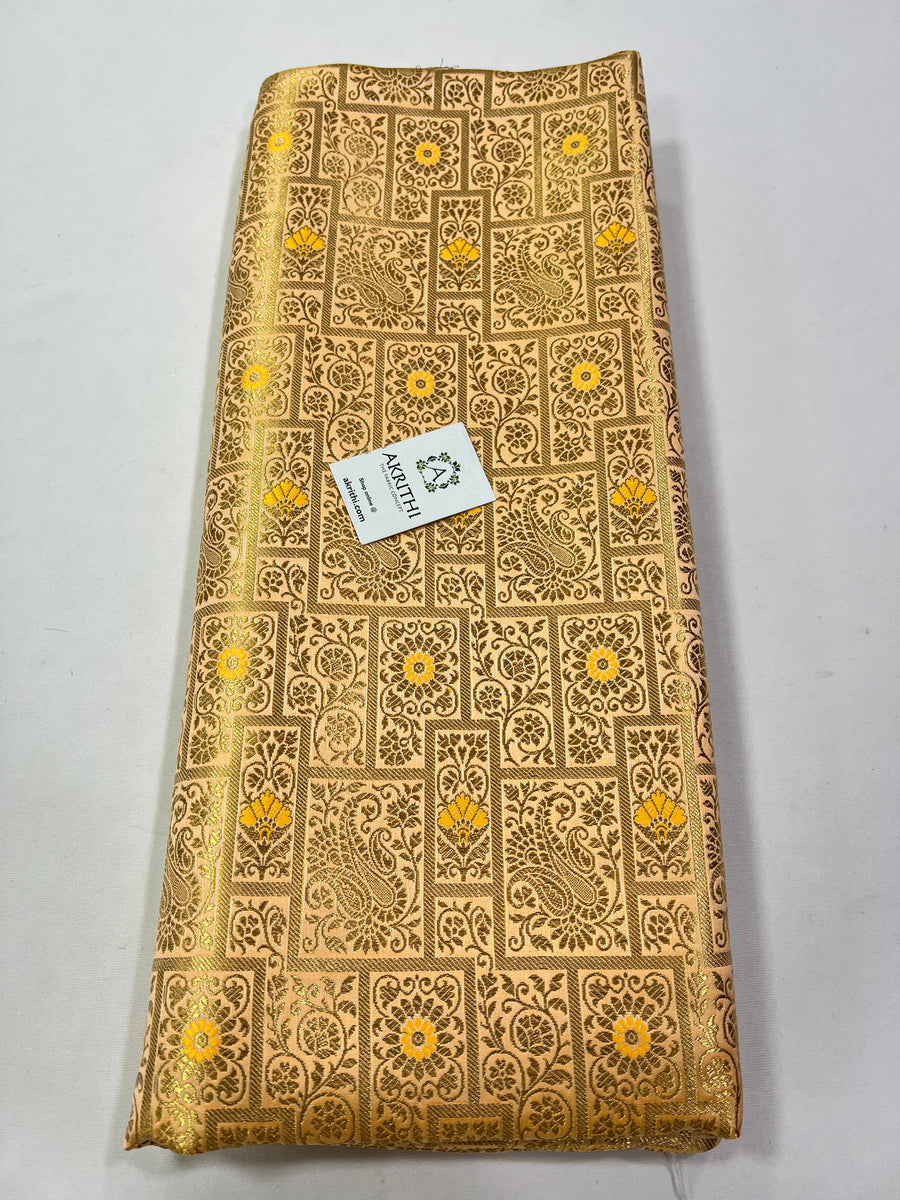 Banarasi brocade fabric yellow