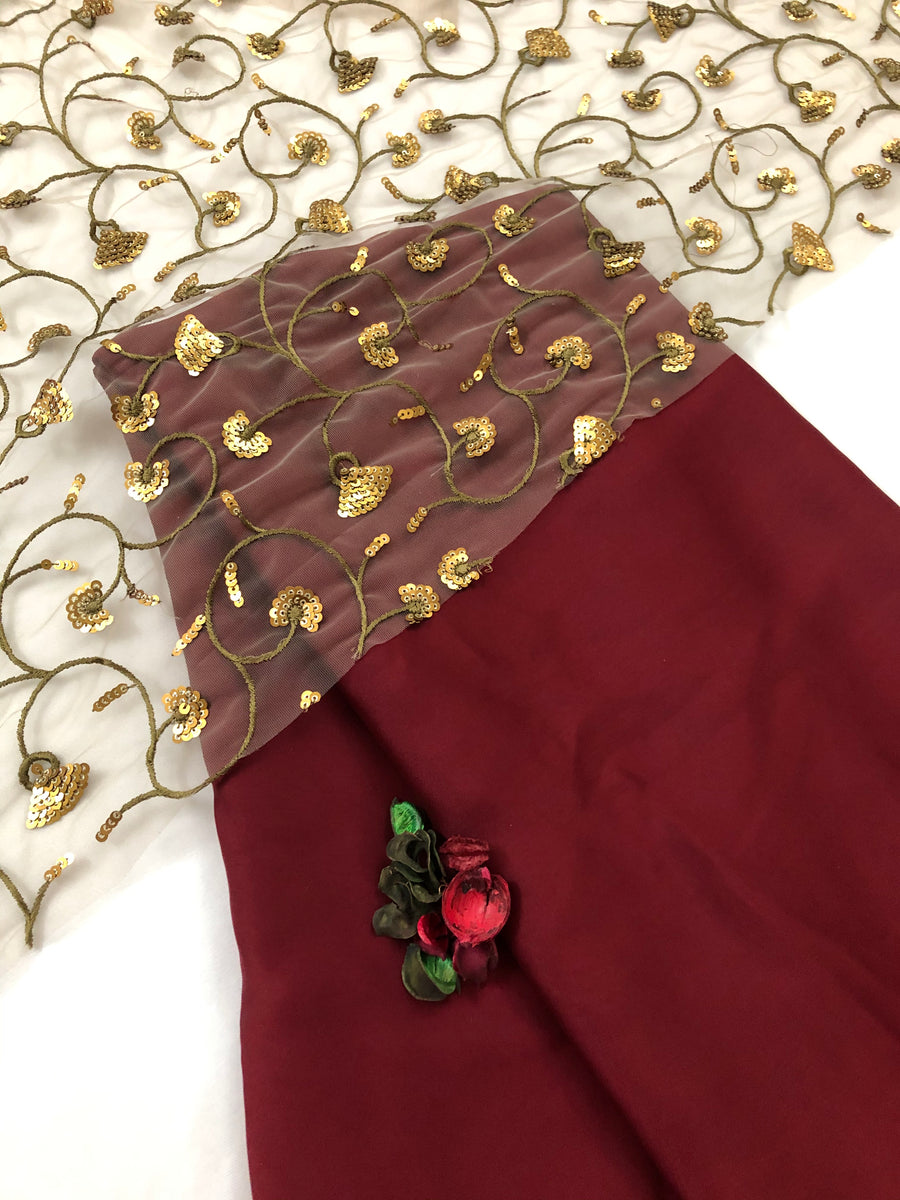 Semi silk saree with embroidered blouse