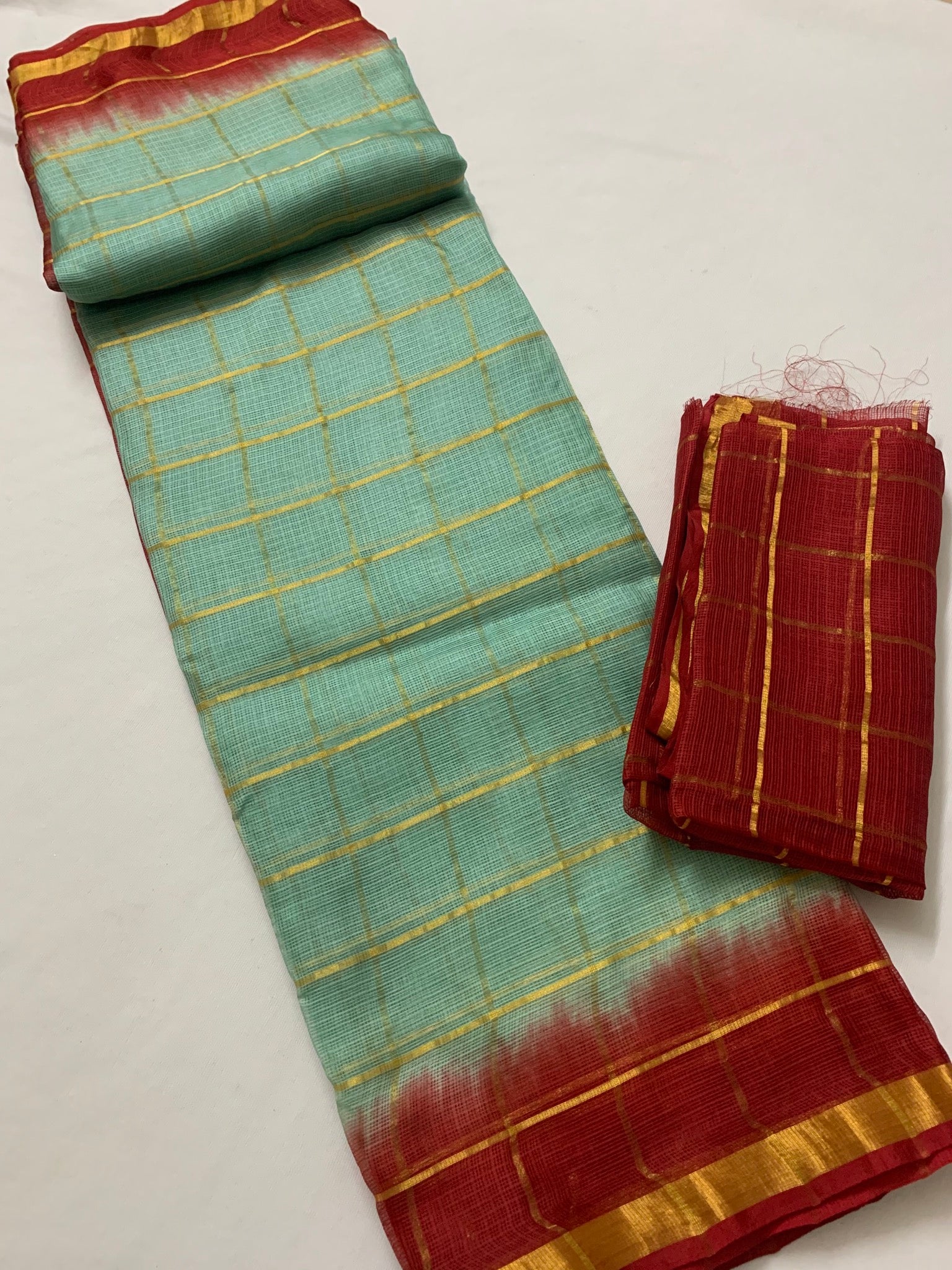 Pure kota silk saree with zari checks