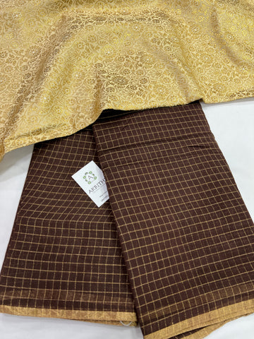 Pure chanderi checks saree with banarasi blouse