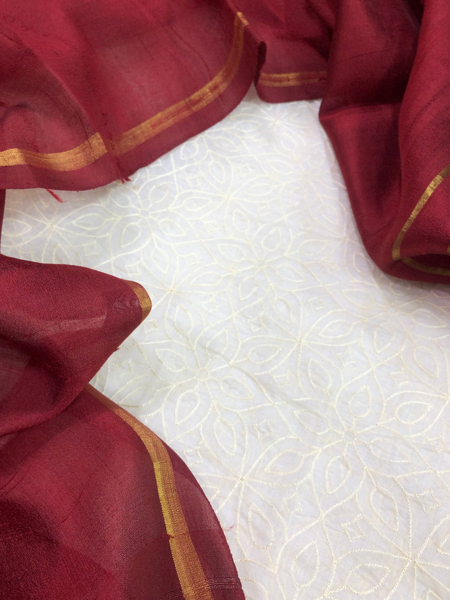 Pure chanderi top with pure raw silk dupatta