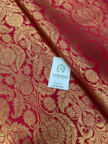 Handloom Banarasi brocade fabric red colour