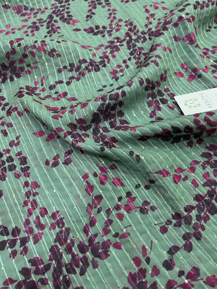 Digital printed georgette fabric with sequins work