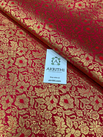 Handloom Banarasi brocade fabric red colour