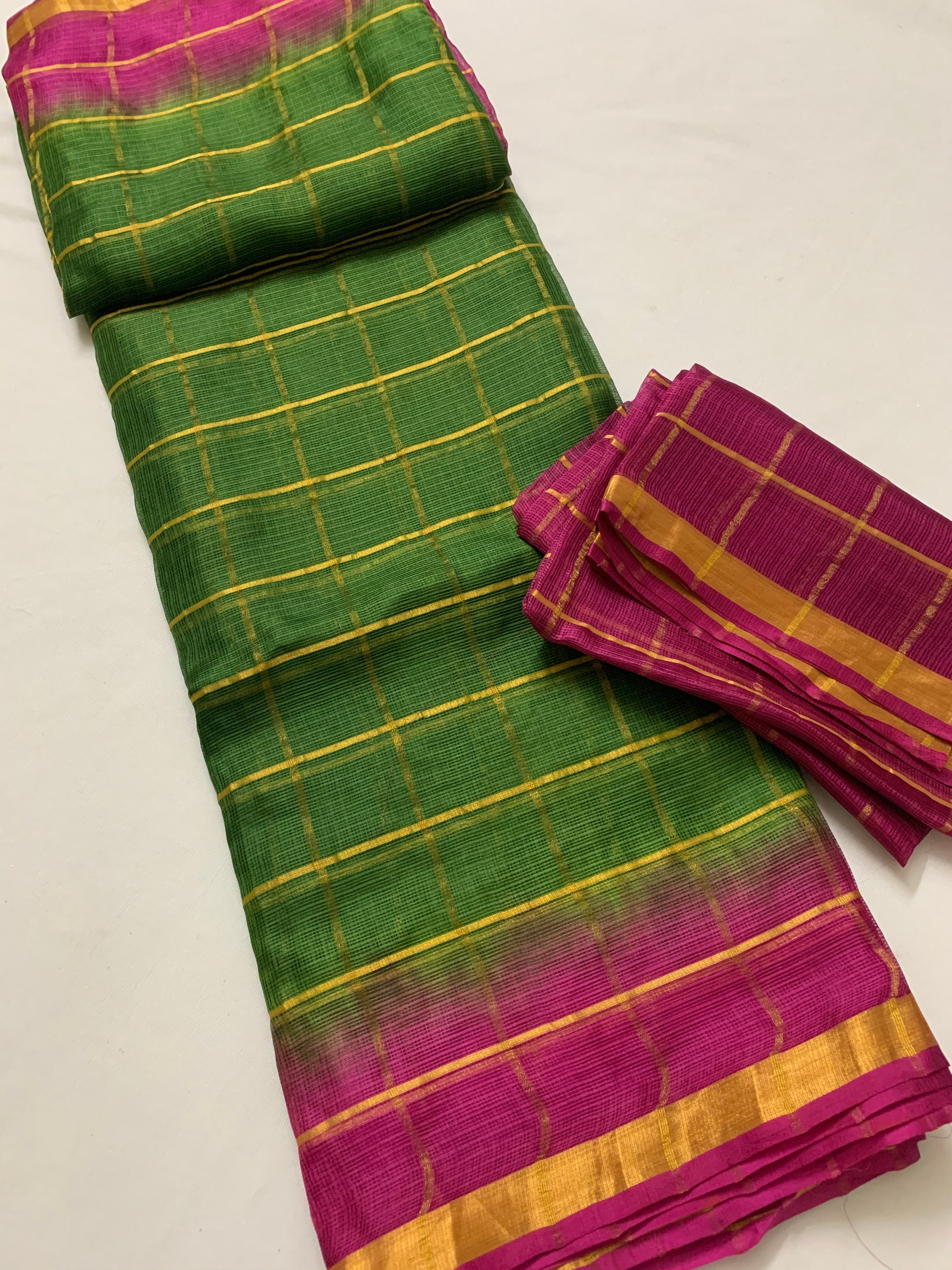 Pure kota silk saree with zari checks