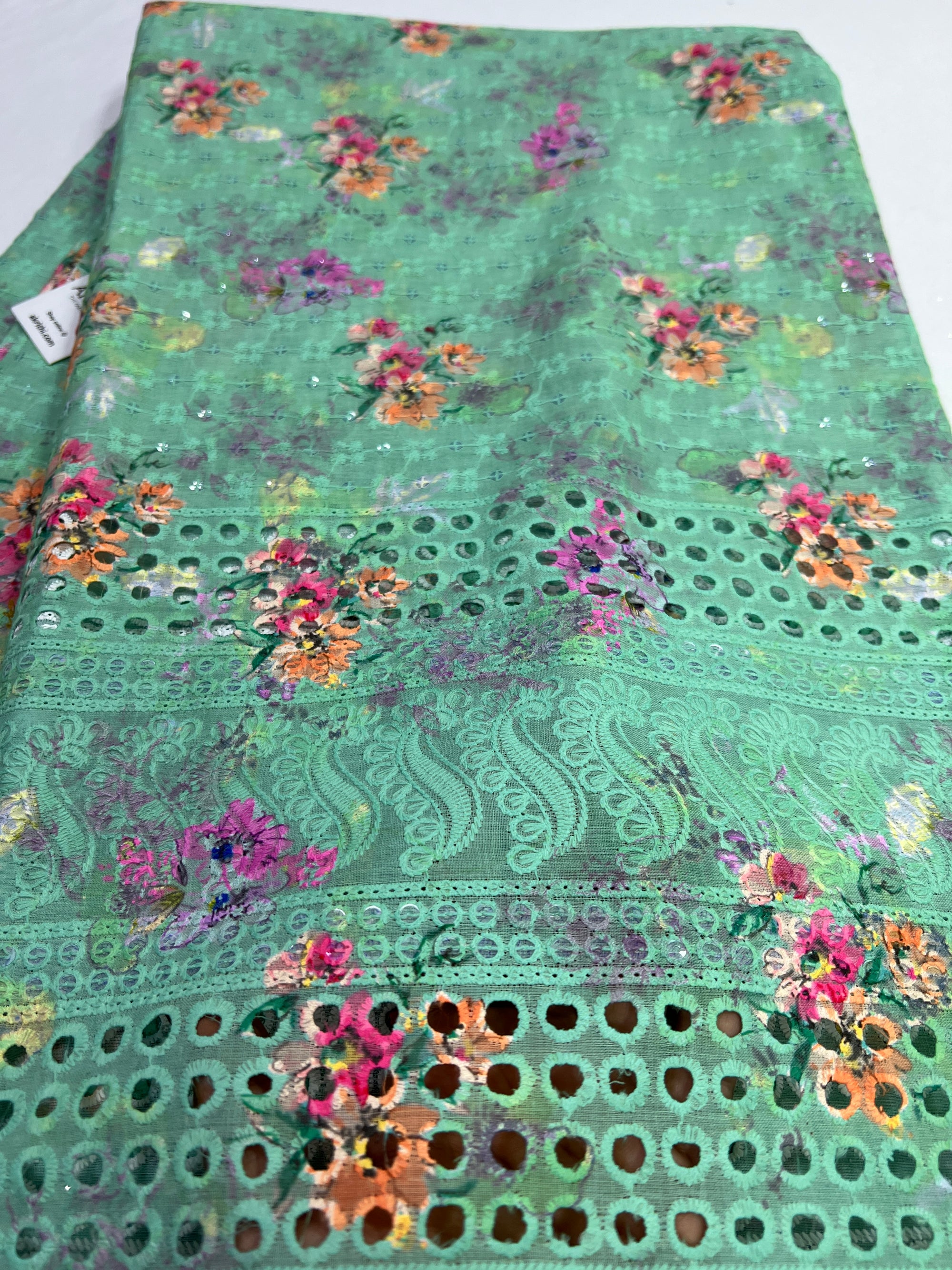 Hakoba printed Cotton schiffli fabric