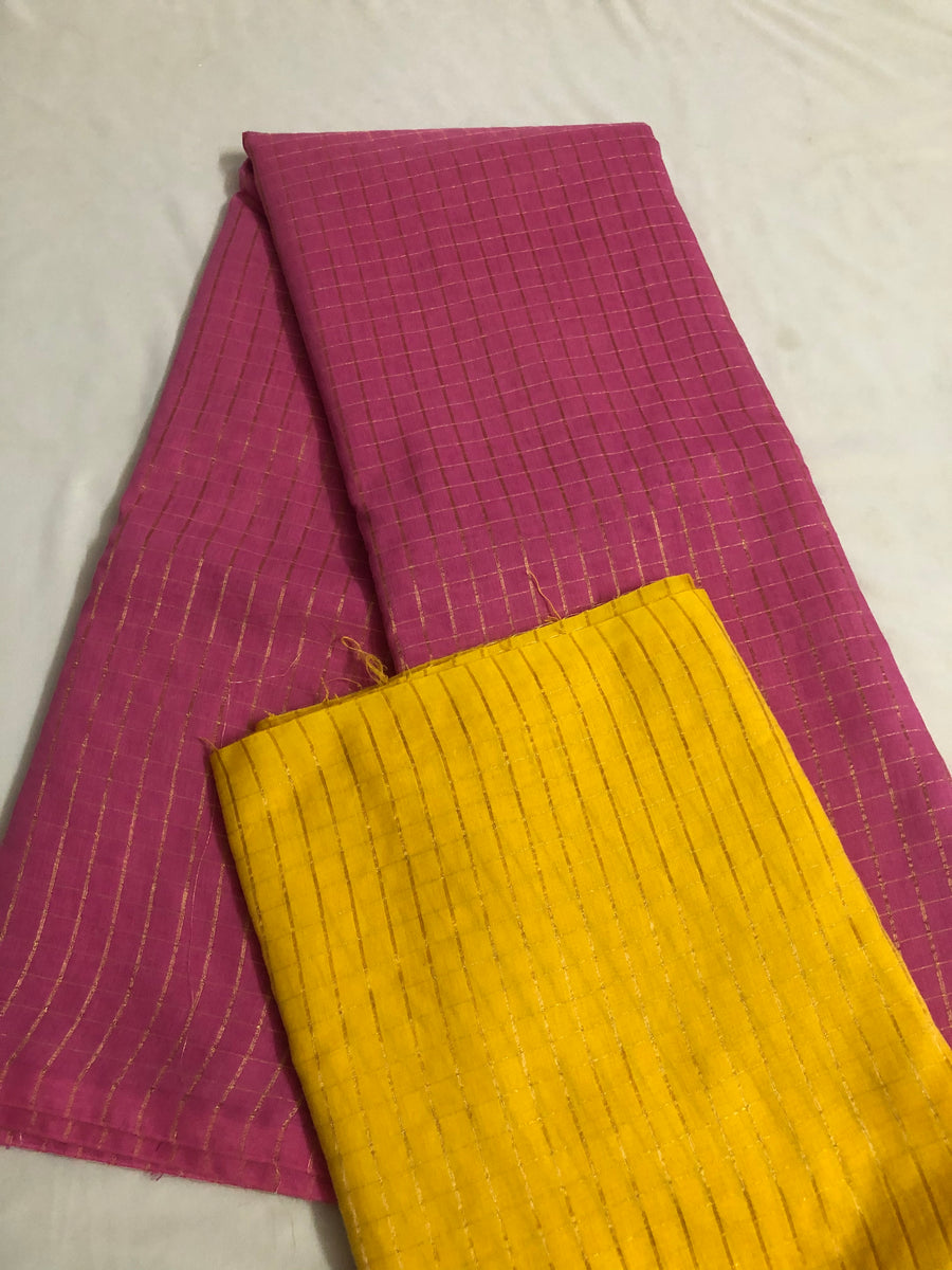 Silk cotton zari checks saree