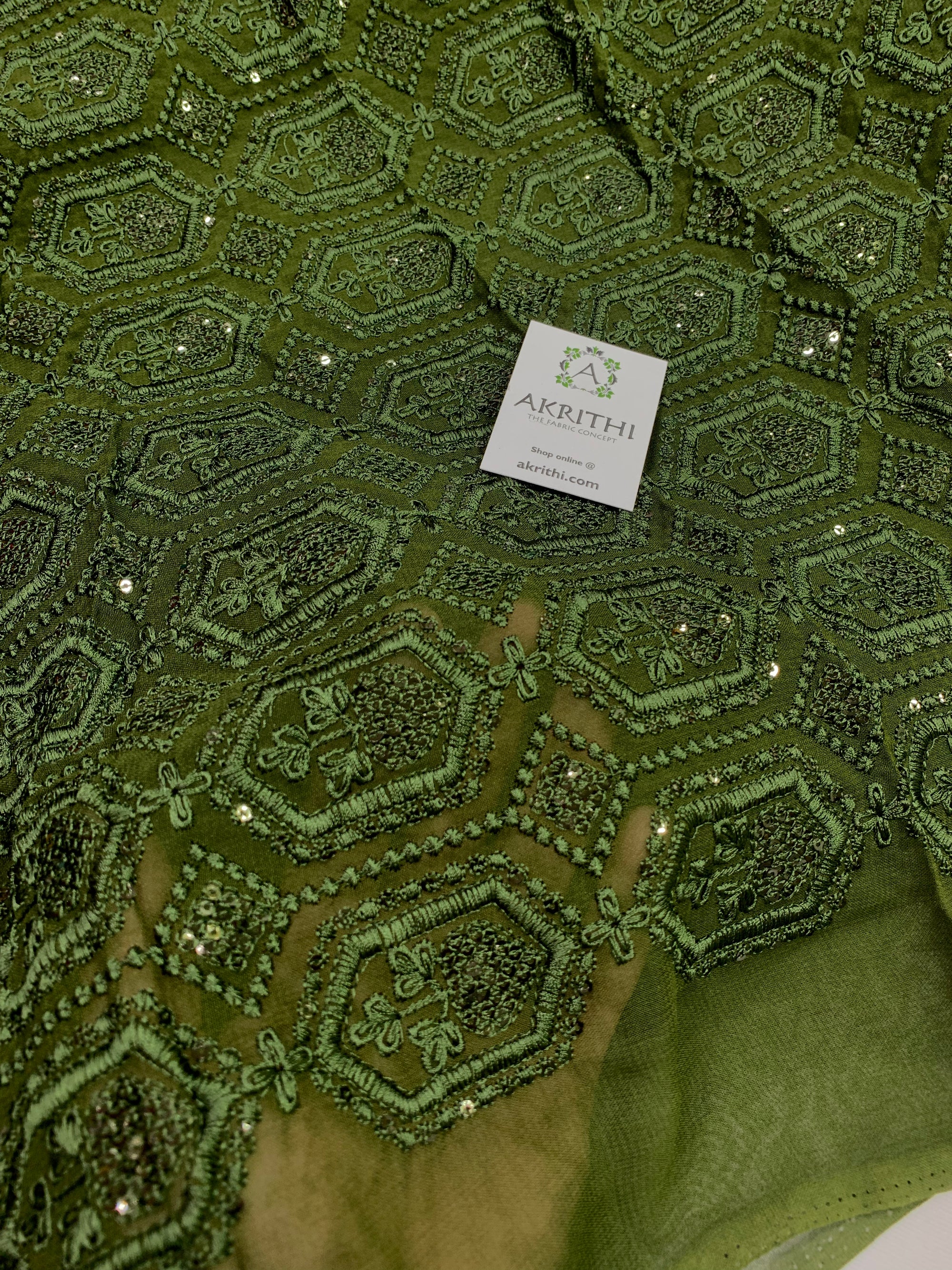 Embroidery on pure georgette fabric