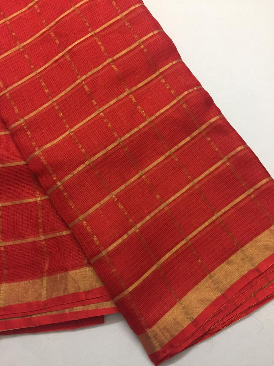 Pure kota silk saree with zari checks