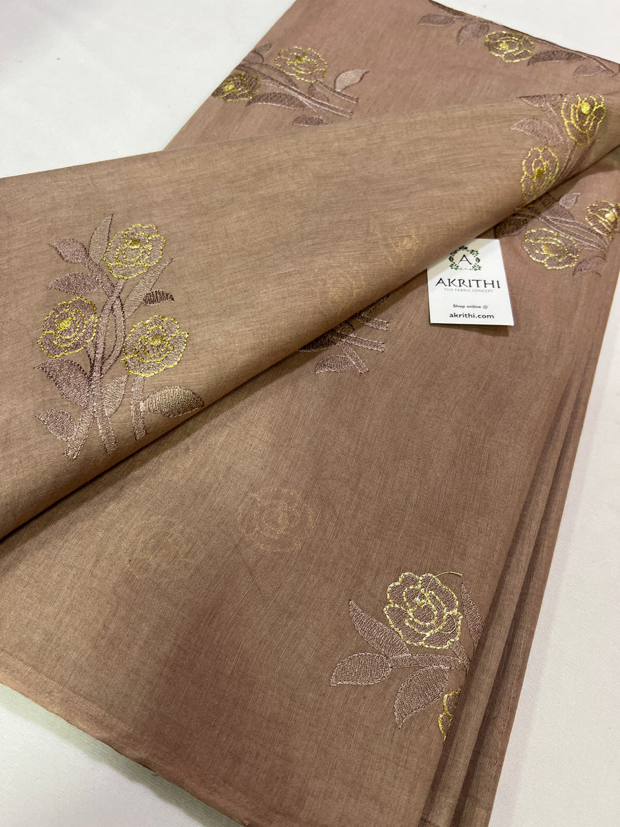 Chanderi embroidered fabric