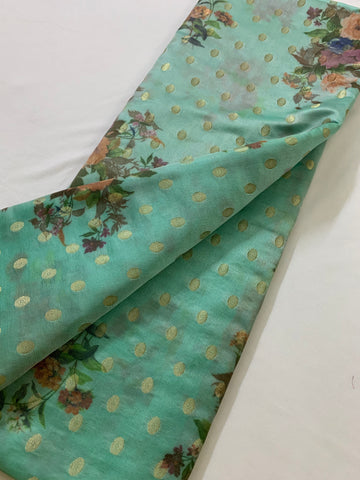 Digital printed Banarasi brocade fabric