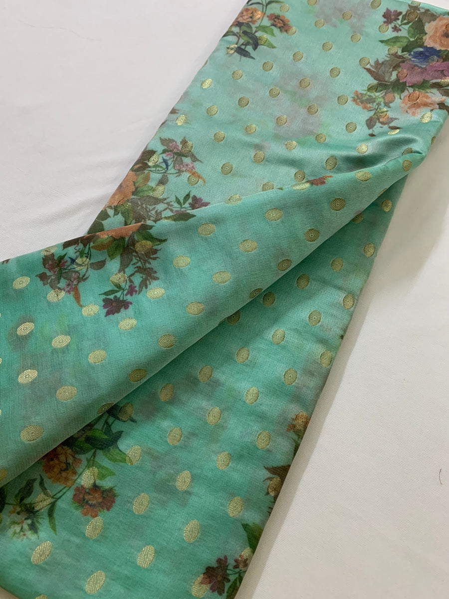 Digital printed Banarasi brocade fabric