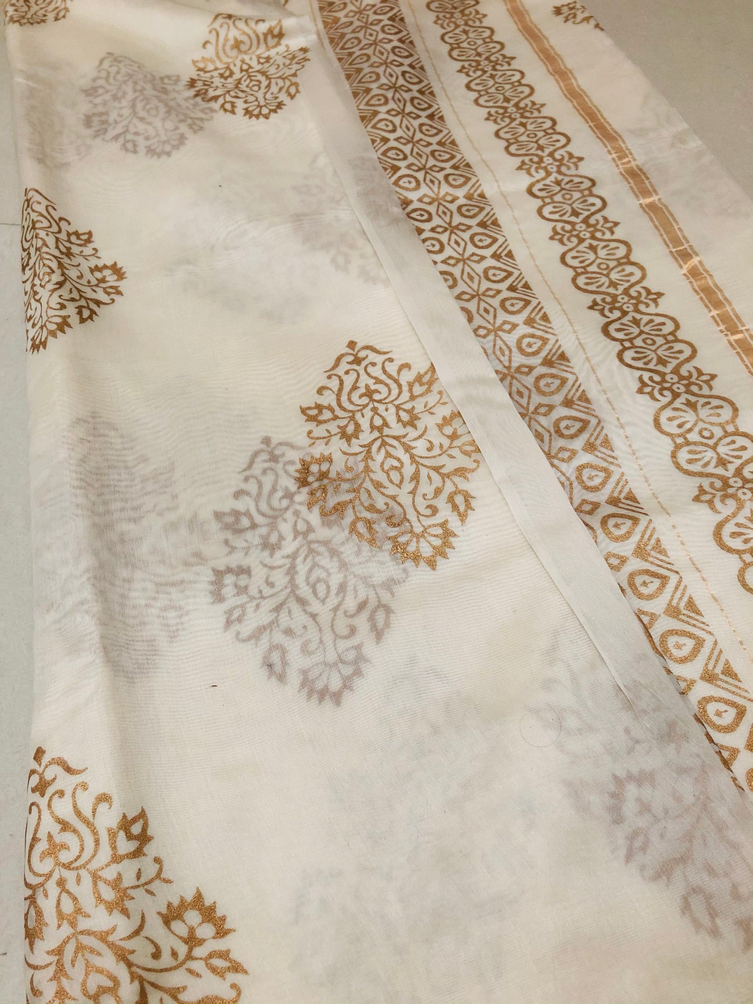 Block printed Pure chanderi saree