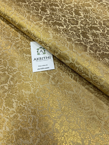 Handloom Banarasi brocade fabric beige colour