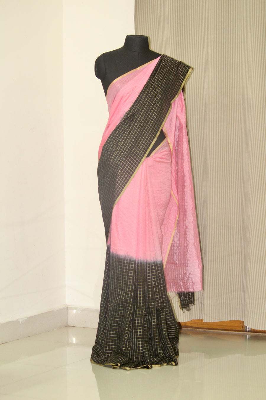 Silk zari checks saree