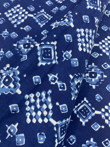 Printed indigo pure cotton fabric