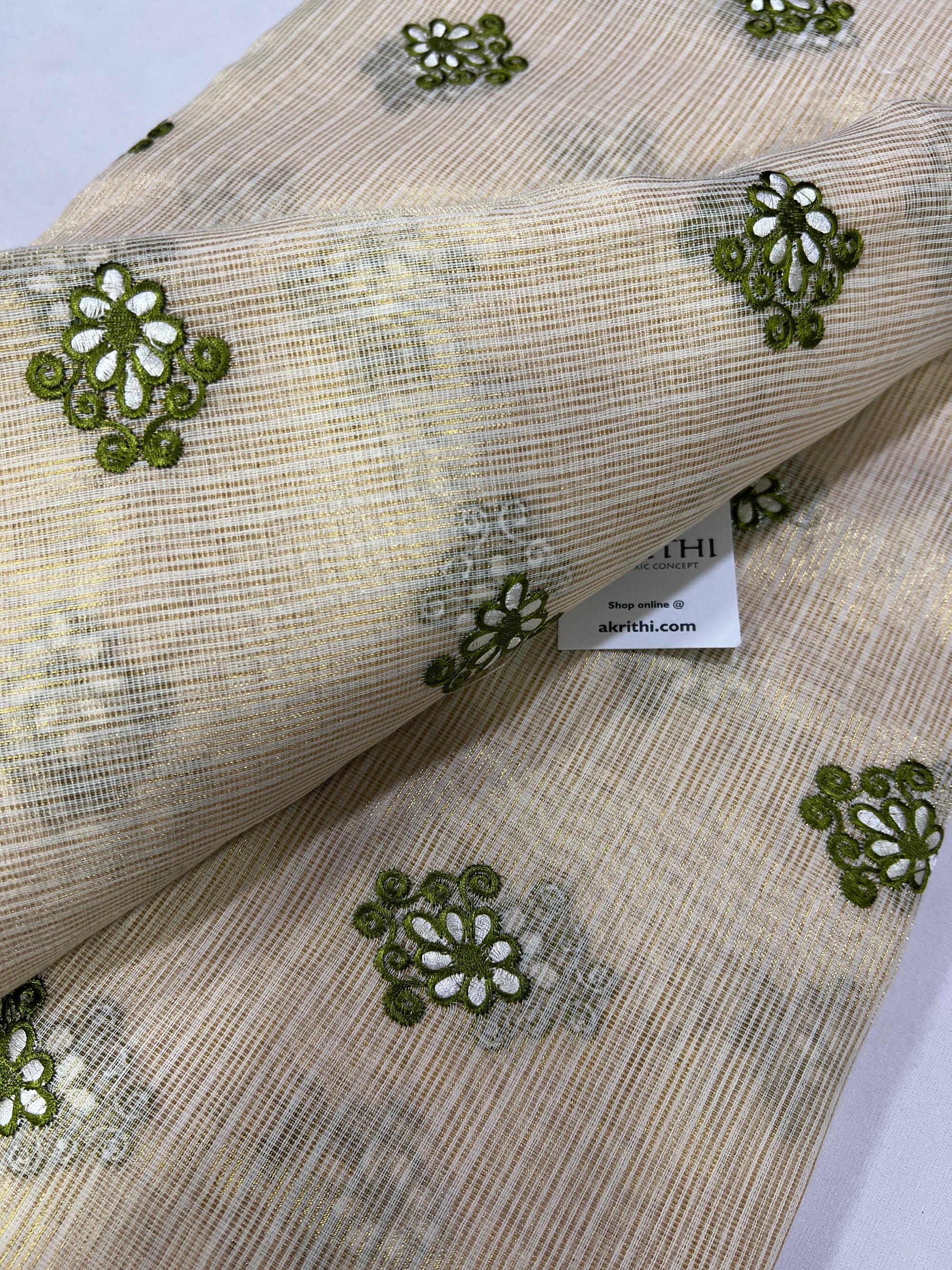 Pure Kota tissue embroidered fabric