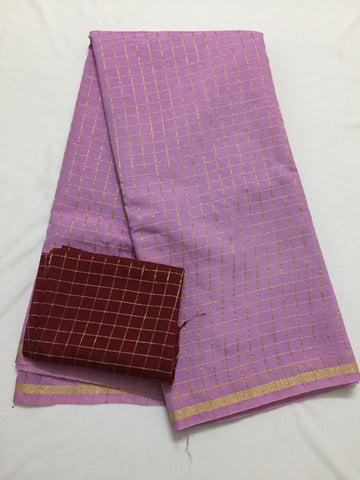 Silk zari checks saree with contrast blouse