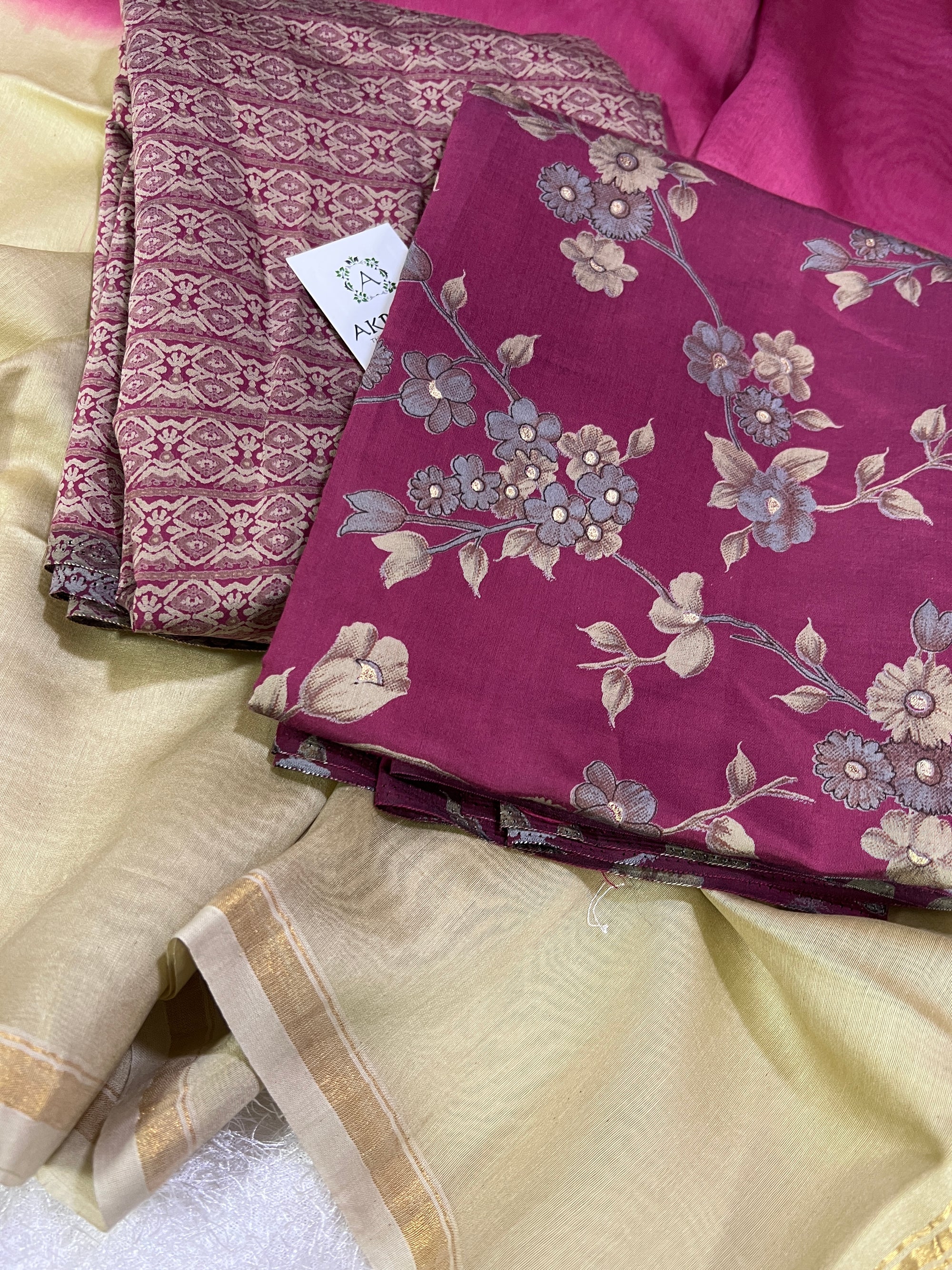 Printed silk salwar suit with chanderi dupatta