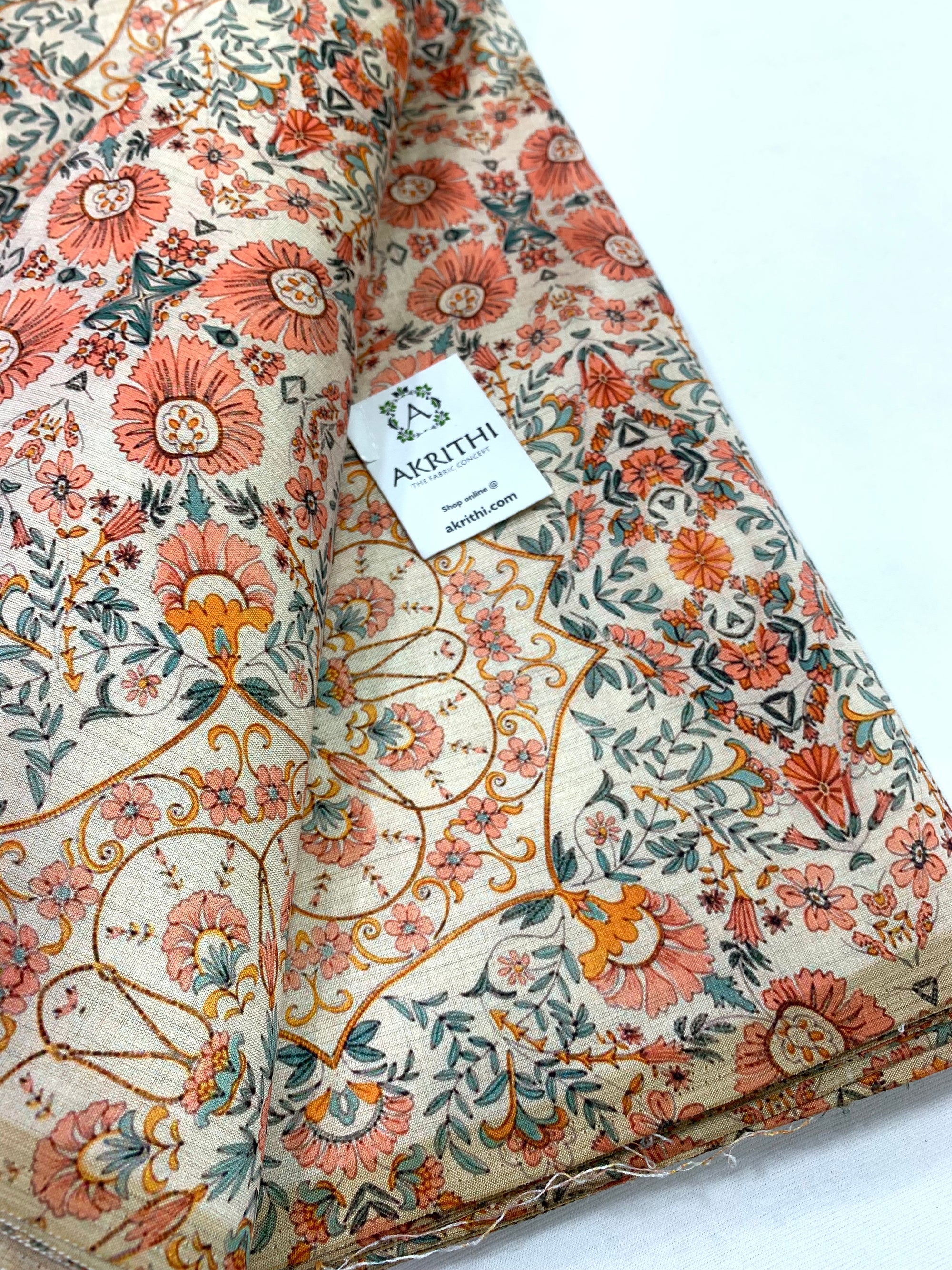 Printed silk fabric