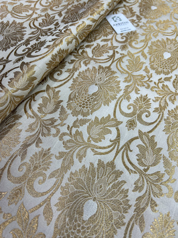 Banarasi brocade fabric off white