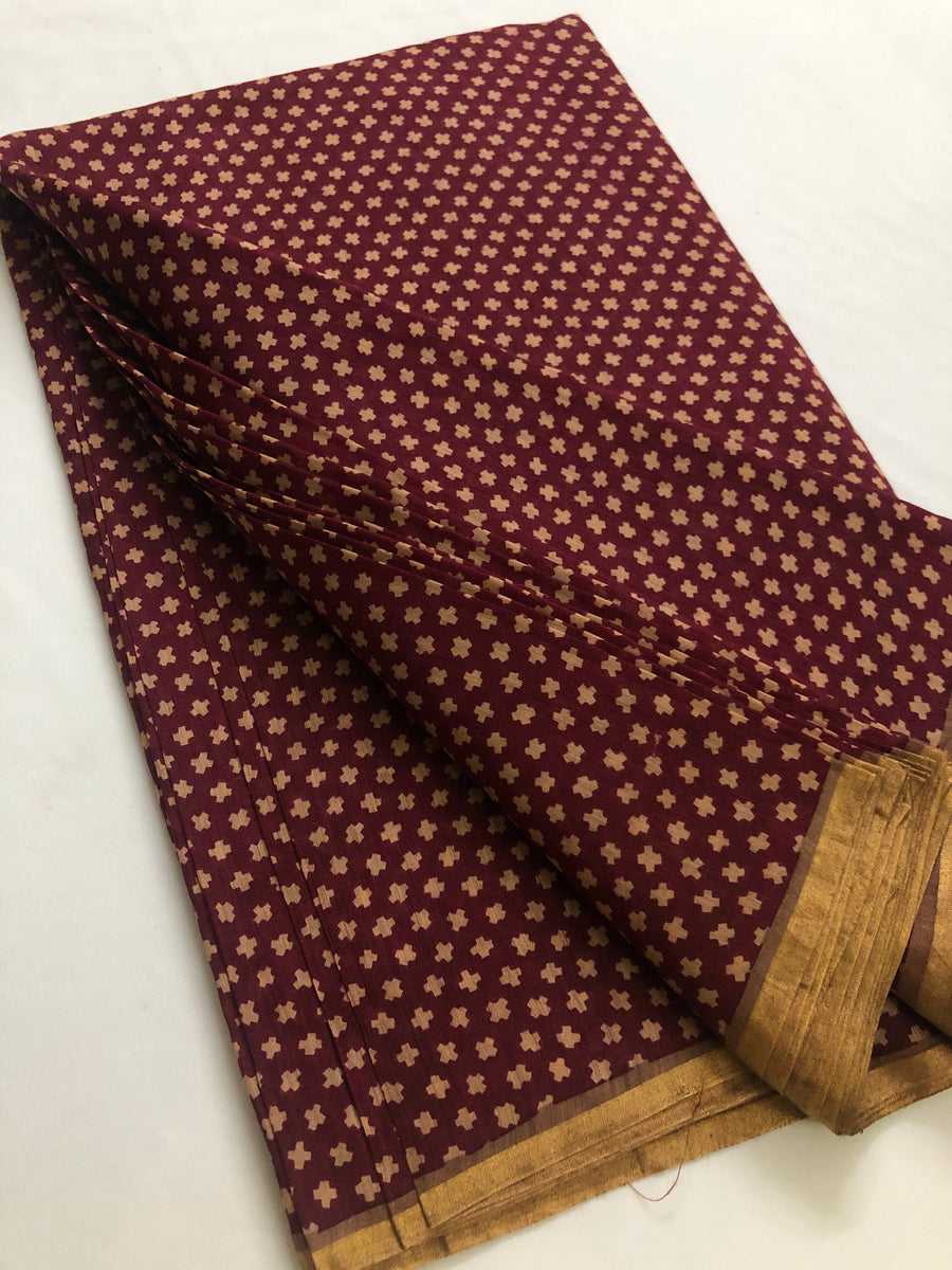Printed handloom pure munga silk saree