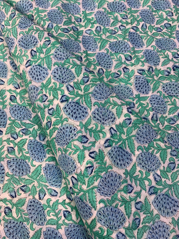 Hand Block Printed pure mul cotton fabric