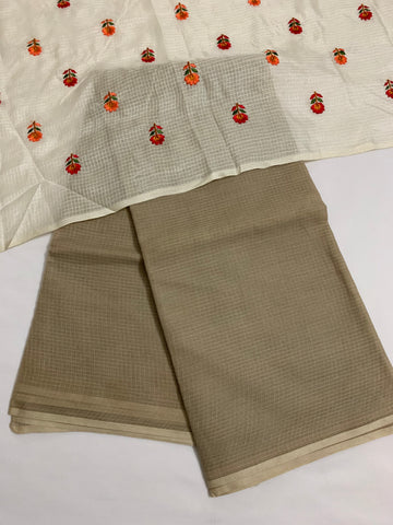 Kota doriya saree with embroidered blouse