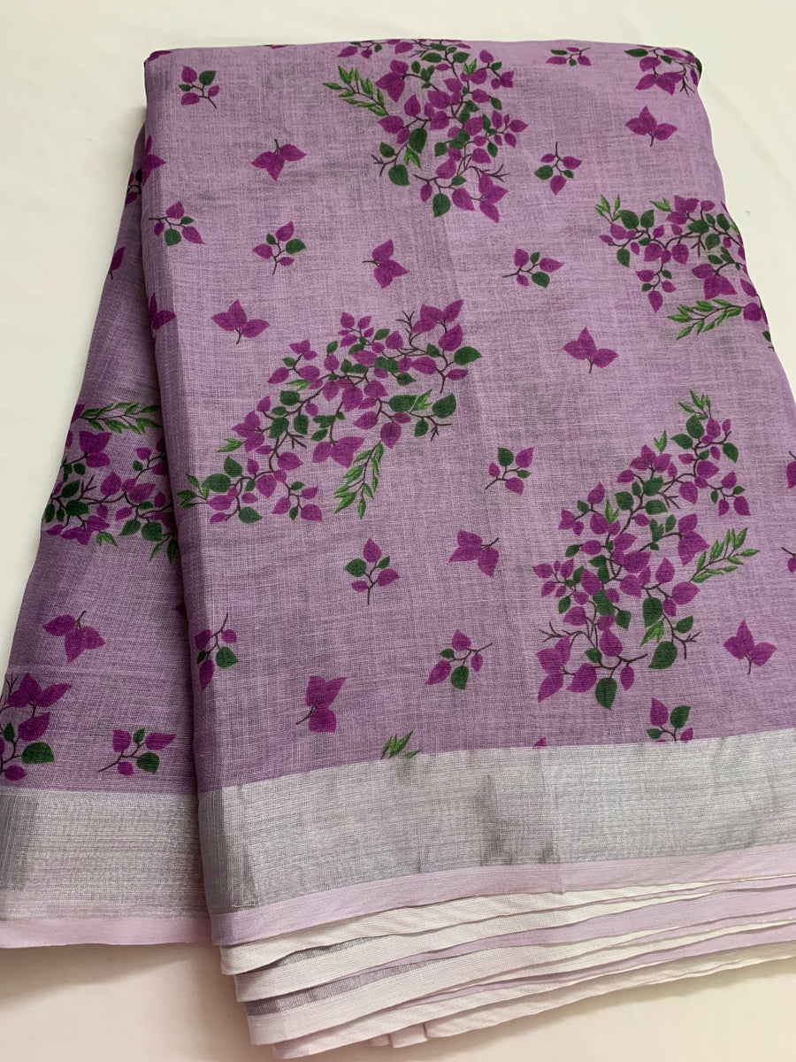 Floral Printed Linen fabric 95 cms cut