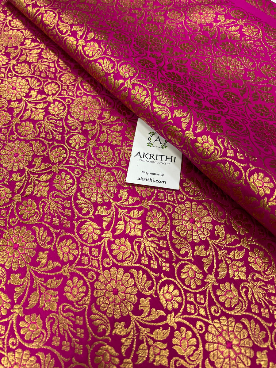 Banarasi brocade fabric magenta pink