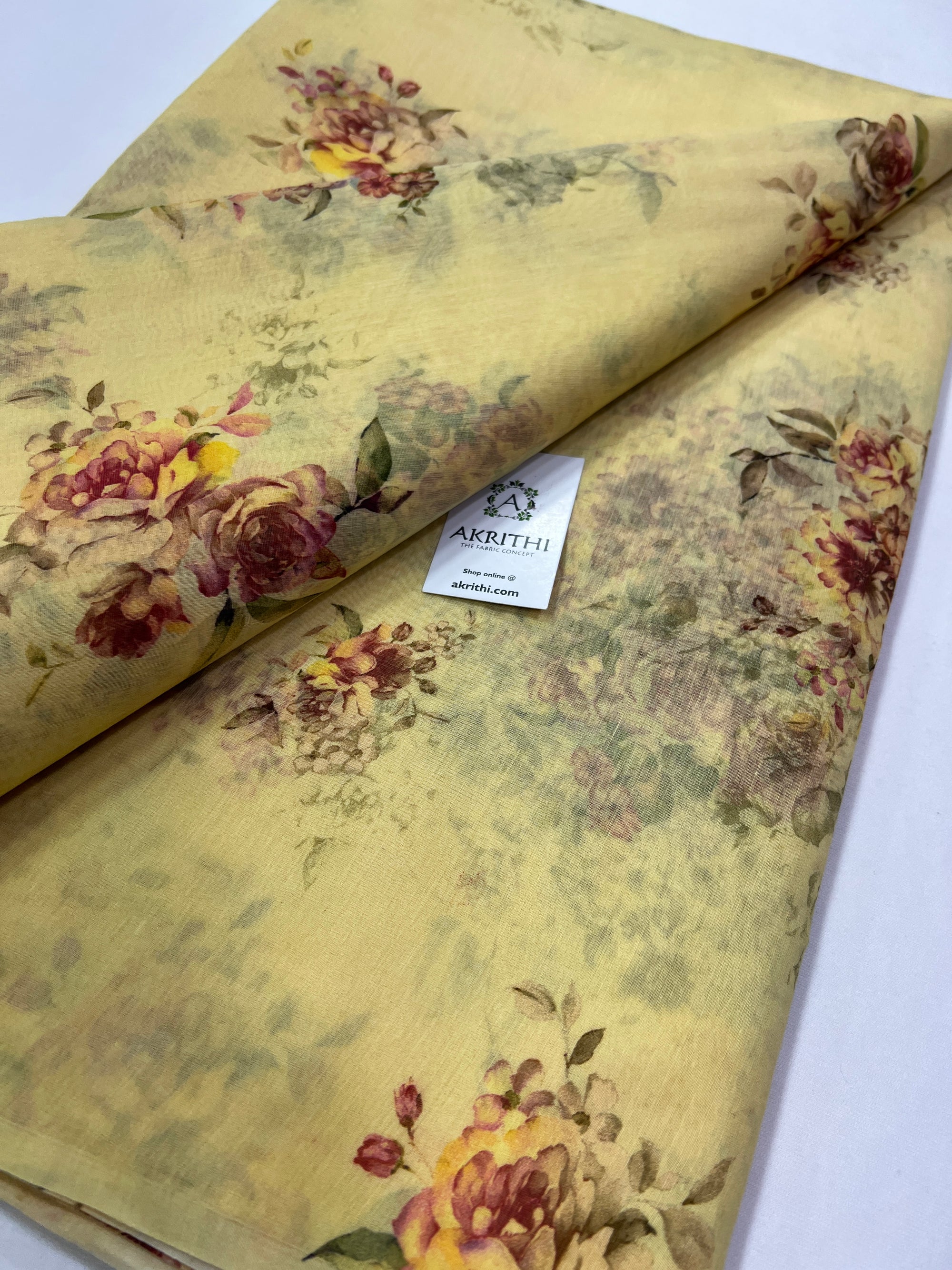 Floral Printed Pure silk cotton fabric