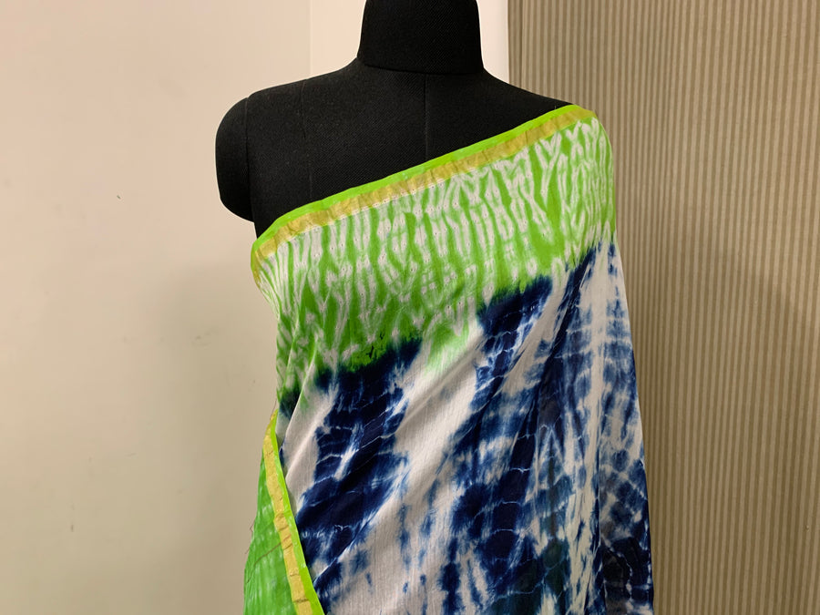 Silk Cotton shibori saree with blouse