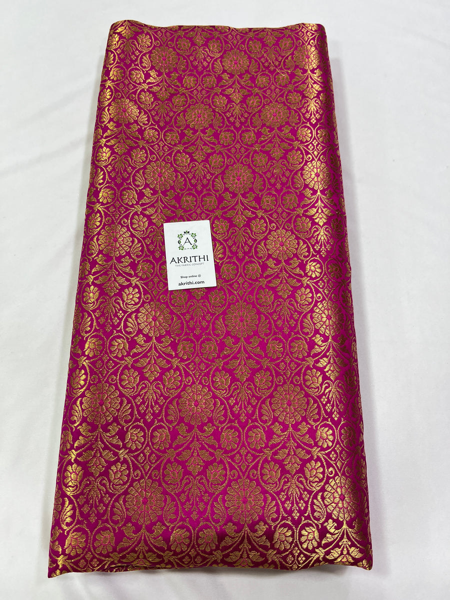 Banarasi brocade fabric magenta pink