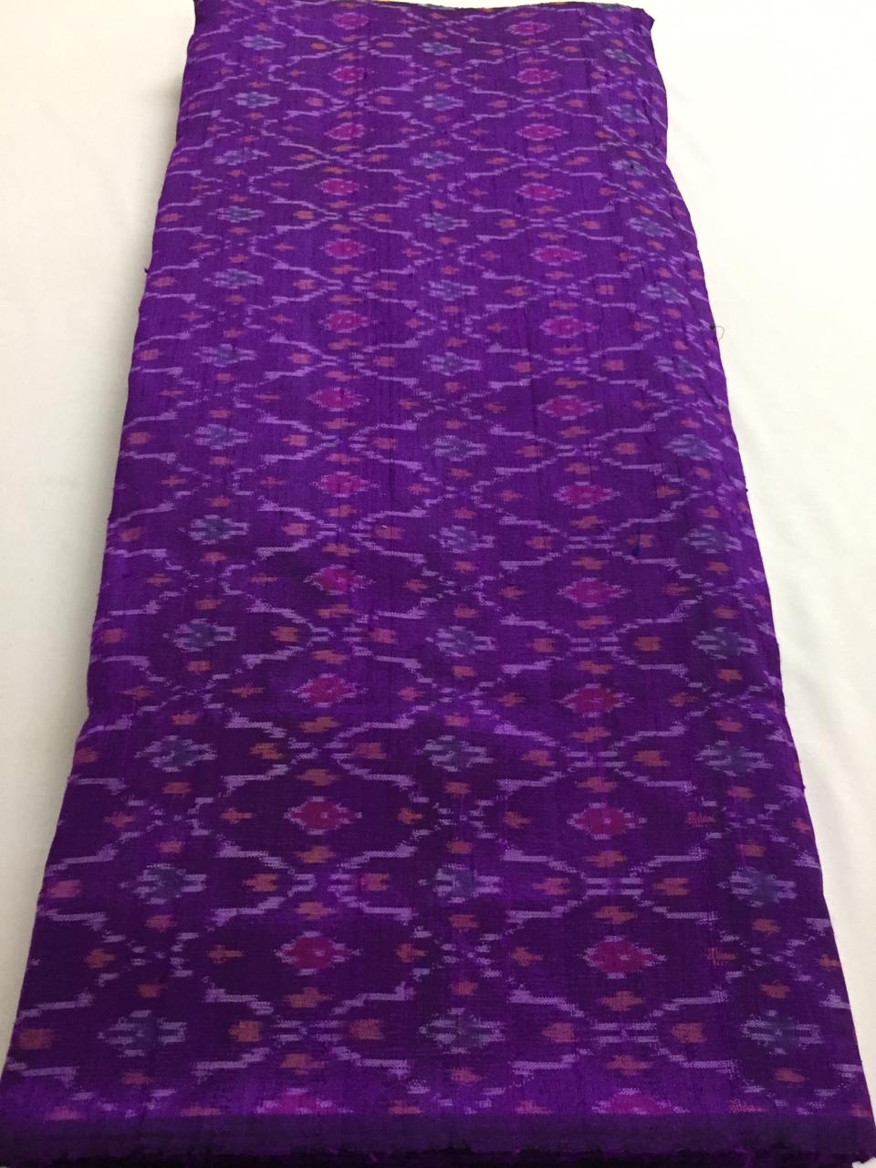 Handloom Ikat pure dupion raw silk kurta fabric