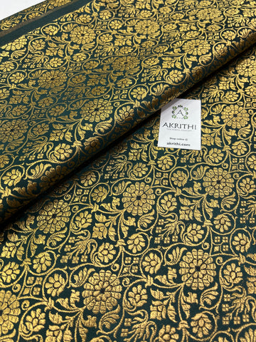 Banarasi brocade fabric green