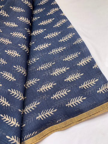 Handloom Printed pure linen silk fabric