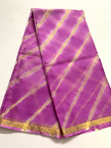 Leheriya lavender colour pure kota silk saree